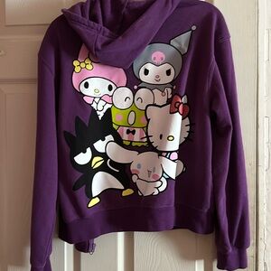 Hello kitty sanrio purple zip up sweater